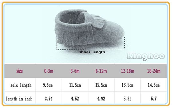 Freshly Picked Moccasins Size Chart