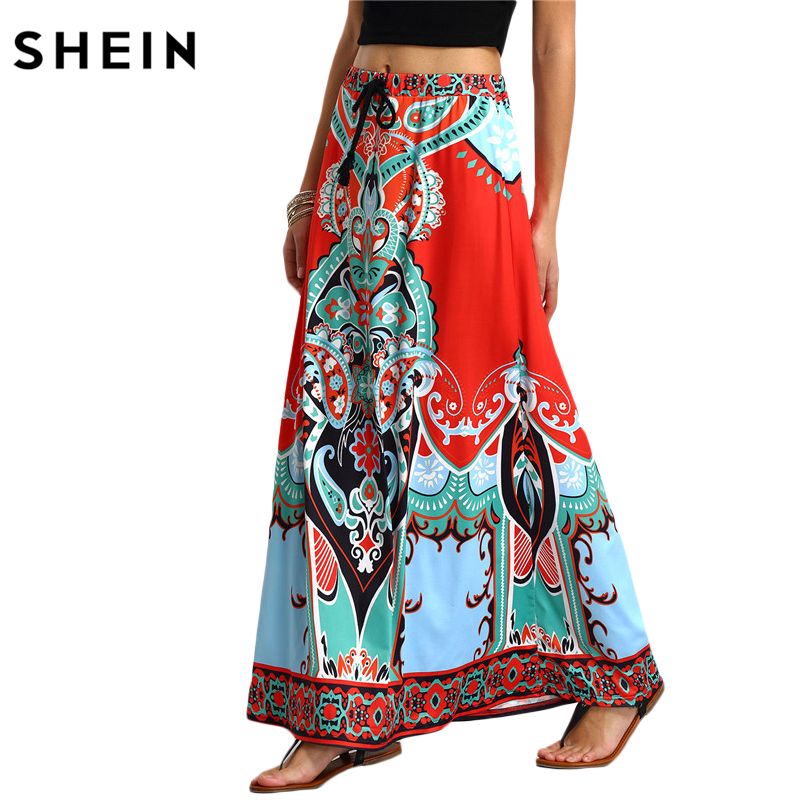 Compre Venta Al Por Mayor SheIn Falda Maxi Larga Para Mujeres Nuevas  Lluvias Ladies Multicolor Vintage Tribal Tribal Tassel Atado Cintura A  Línea Falda A 11,94 € Del Yabsera | Es.Dhgate.Com
