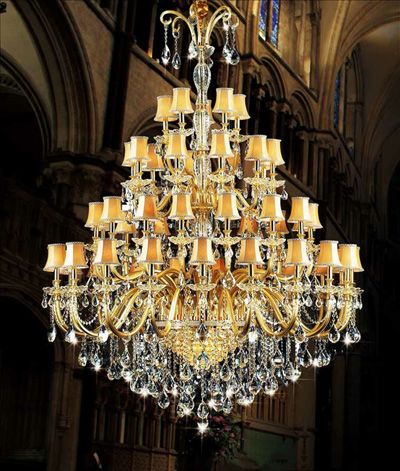 Gold Hanging Crystal Lamp Chandelier, Large Led Candle Chandelier
