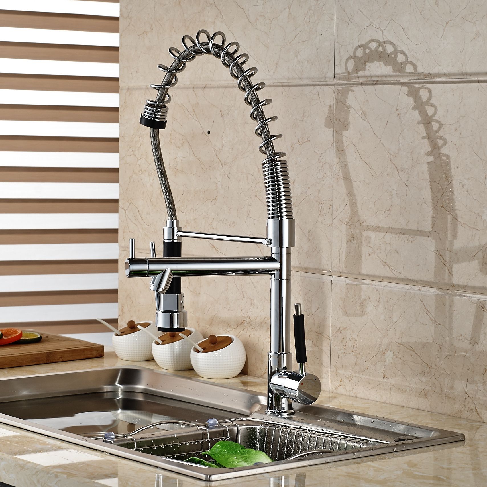 2021 Modern Spring Tall Kitchen Faucet Dual Sprayer Spout Single Handle Deck Mounted Mixer Tap From Gonglangno1