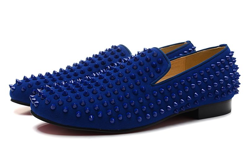 navy blue loafers with spikes
