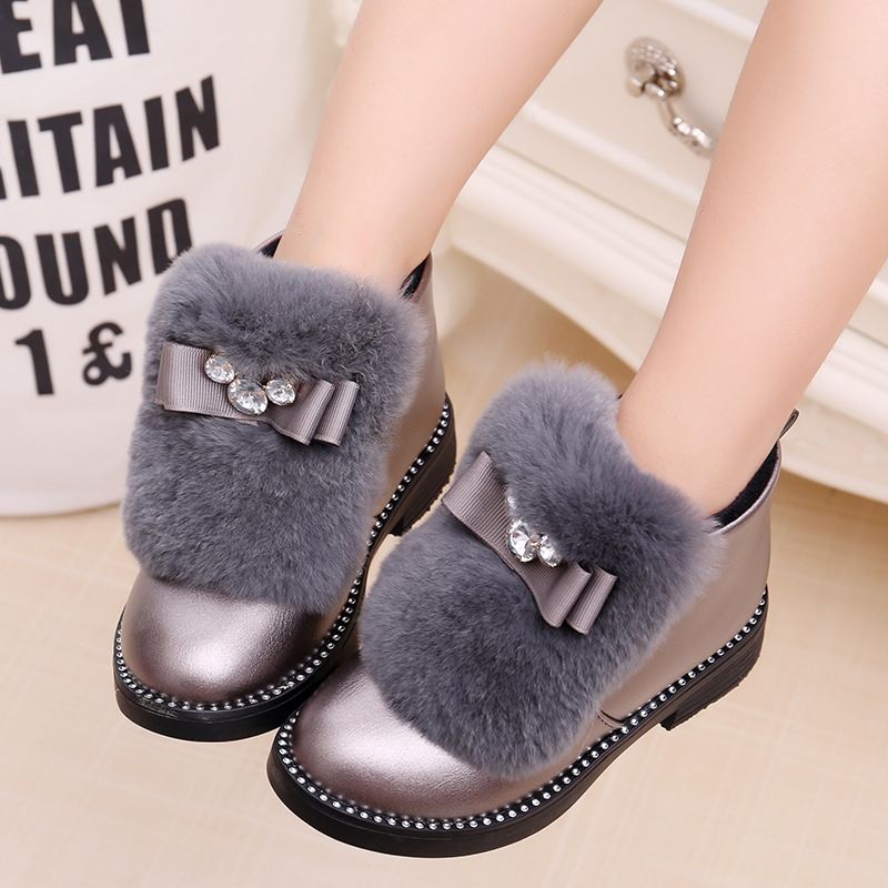 Girls Kids Short Boots Children Fur Bowknot Rubber Warm - Toddler Girl Leather Boots Girls Kids Short Boots Children Fur Bowknot Rubber Warm - Toddler Girl Leather Boots