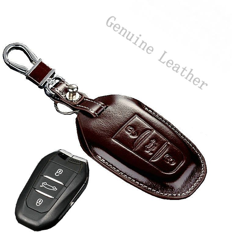 5008-508 Citroen DS3 DS5 3 Buttons Car Remote Control Protection with Keychain DS4 Case Leather Car Key Cover for Peugeot Key 3008-308 