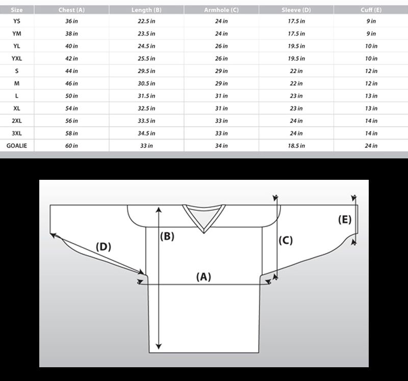 nfl on field jersey size chart