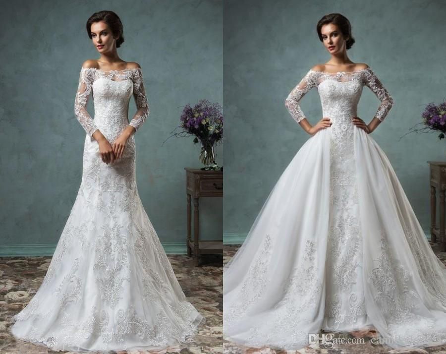 sheath wedding dress with overskirt