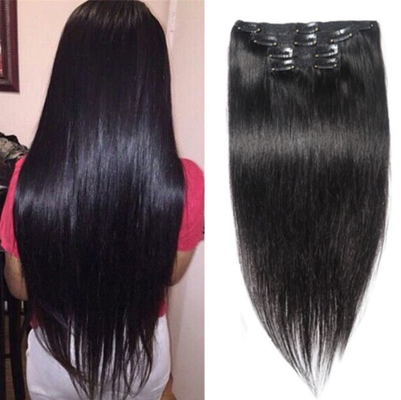 Clip In Human Hair Extensions 70gperuvian Straight Clip In Hair
