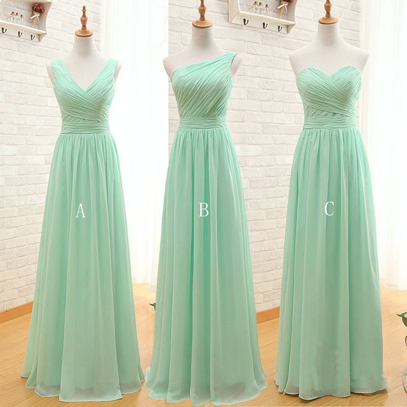 mint green chiffon bridesmaid dresses