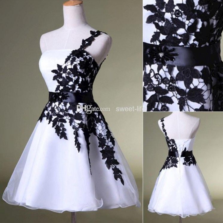 Compra Vestidos De Homecoming Corto Blanco Y Negro Un Hombro Cinturón De  Encaje Con Cuentas Vestidos De Tul Con Cuentas Para El 8º Vestido De  Graduación De La Universidad Del Cóctel De