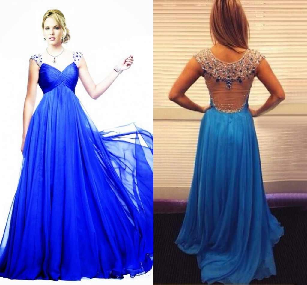 Real Photo Royal Blue Porn Long Gowns Sweetheart Illusion Beads Crystal  Chiffon Wedding Party Gowns Evening Dress Red Carpet Gowns Cheap ZYY ...