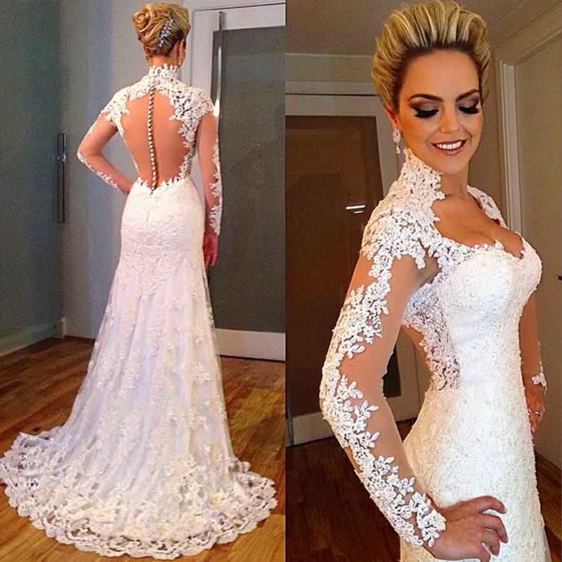 lace slim fit wedding dress