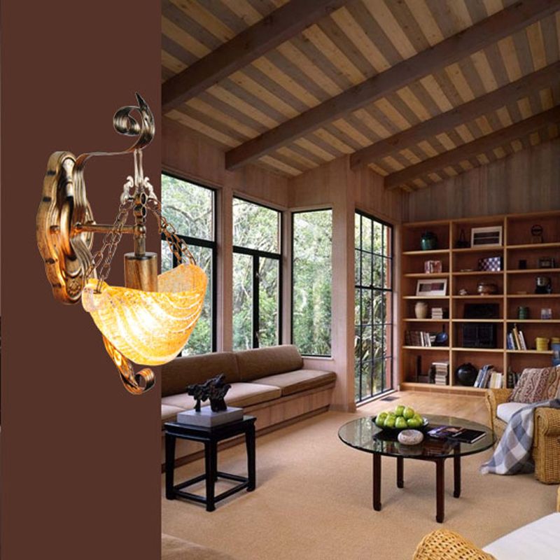 2020 Pastoral Vintage Iron Living Room Wall Sconces Creative Glass Boat Bedroom Wall Lamp Balcony Hallway Wall Light From Oovov 85 43 Dhgate Com