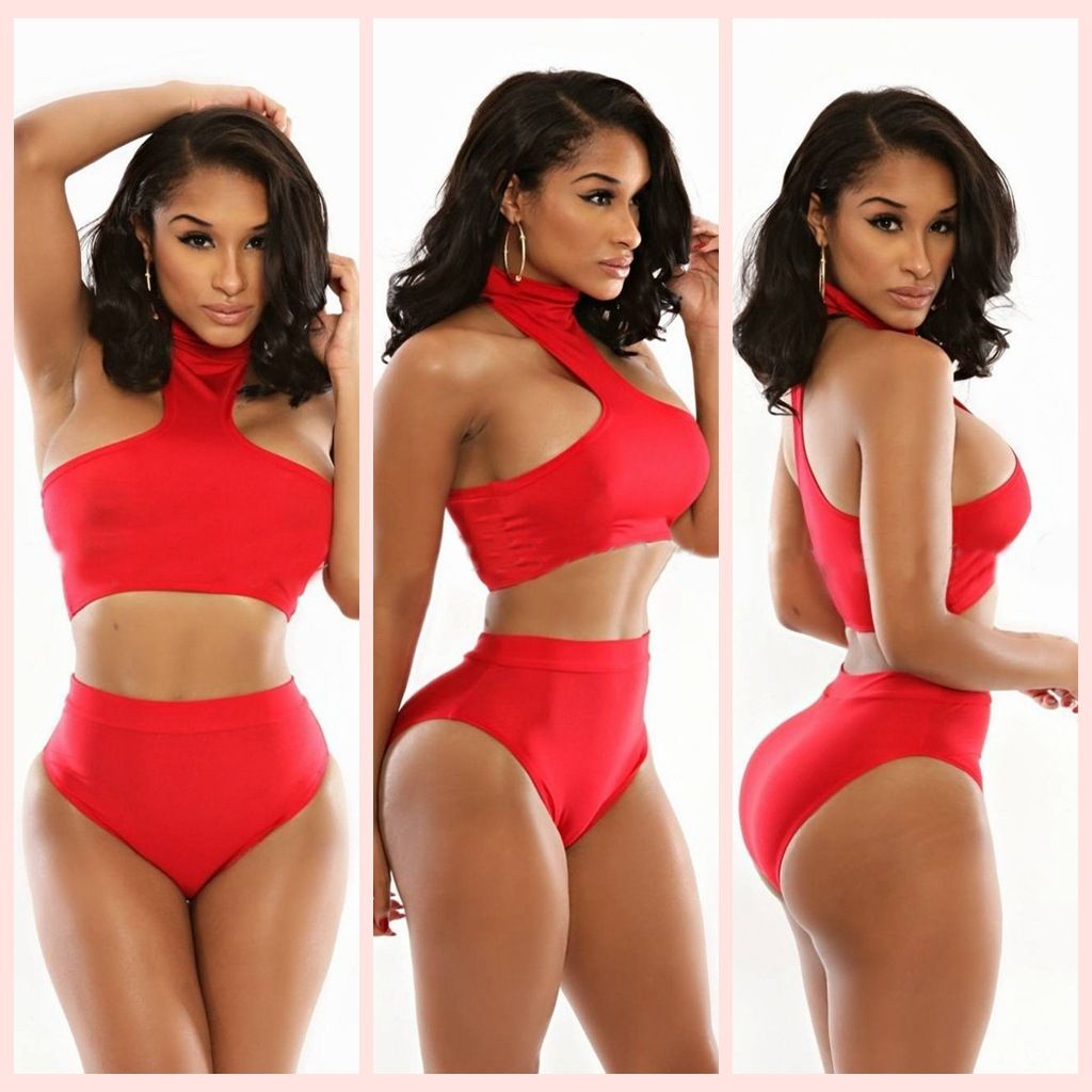 high neck bathing suit 2 piece