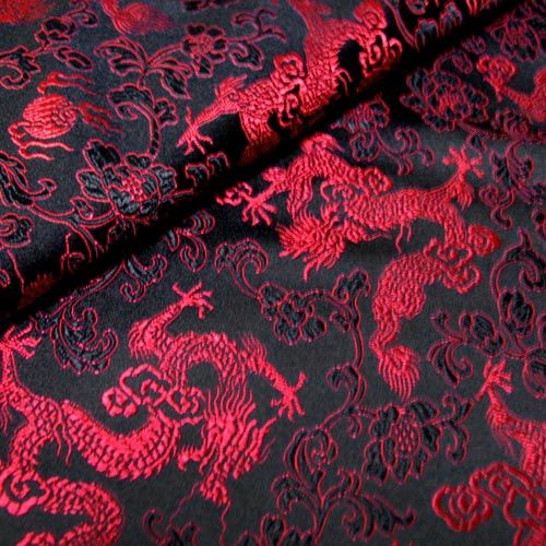 environ 114.30 cm 5 m Noir Multi Couleur Dragon Design Chinois Brocart Tissu Largeur 45 in