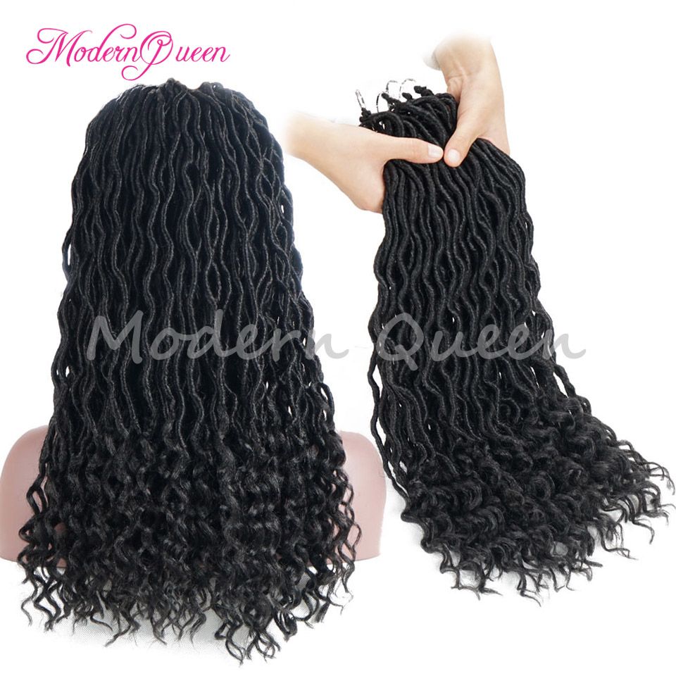 Cheap 18 Wavy Synthetic Fauxlocs And Curl Crochet Braid Hair