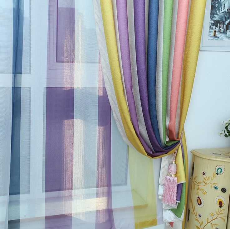 Rainbow Curtains Sheers Boys Girls Bedroom Curtains Dhl Free Blue Purple Kids Room Curtains Curtains Christmas Gifts Kids Curtains Sheers Canada
