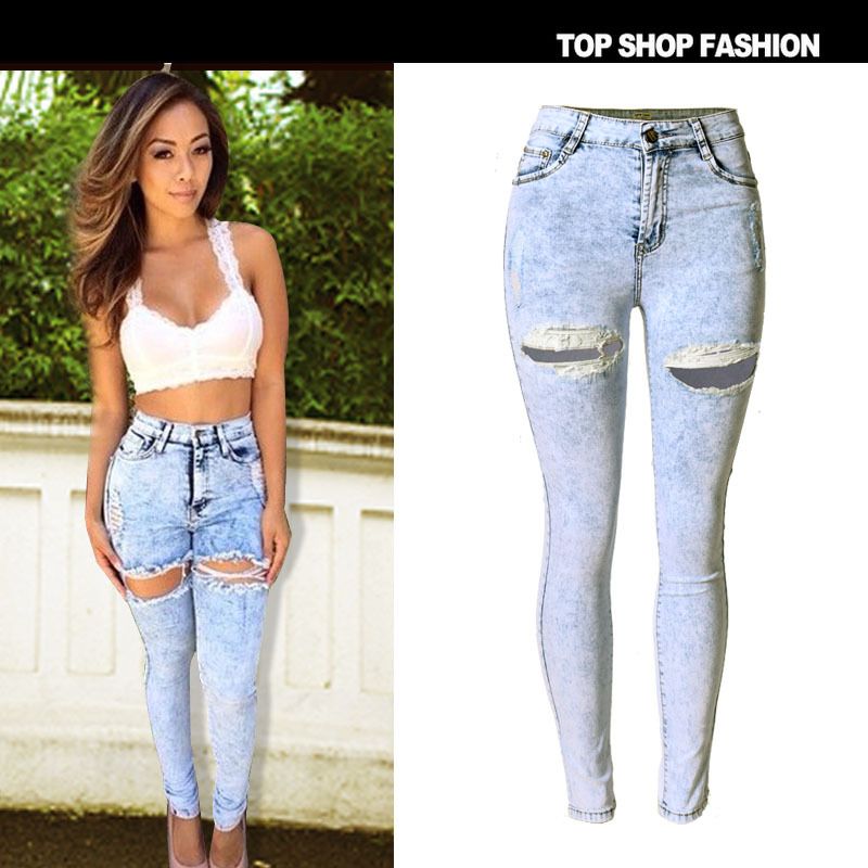 light color ripped jeans