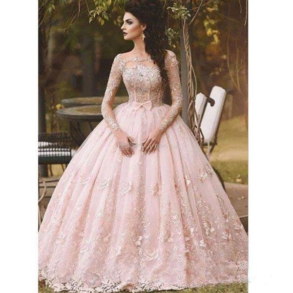 pink corset wedding dress
