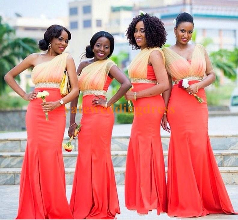 orange and white bridesmaid dresses