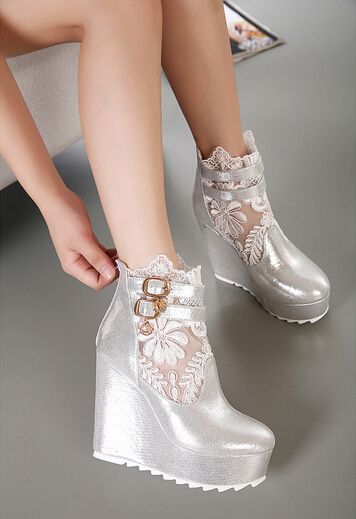 silver wedding boots