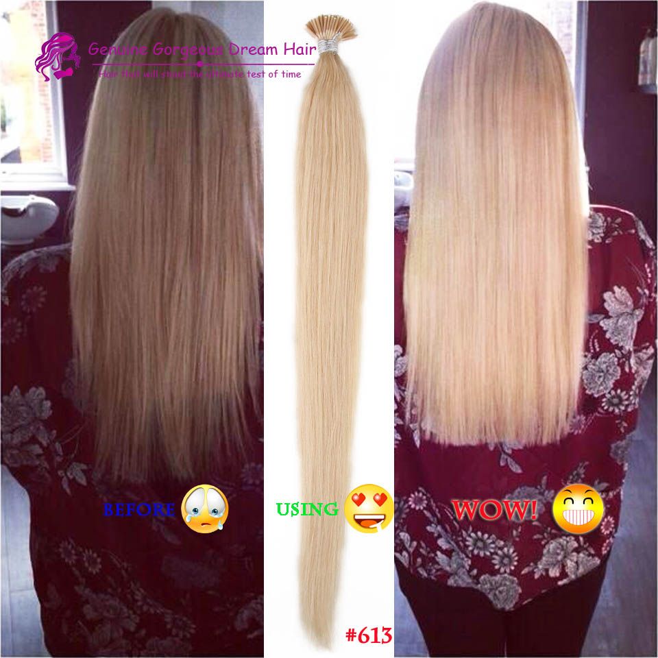 Double Drawn Human Human Silky Straight Blonde Keratin Stick I Tip