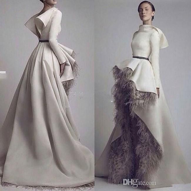 Long Sleeve Wedding Dresses with Grey