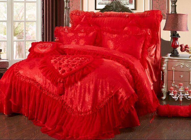 Wholesale Lace Princess Wedding Cotton Bedding Sets1 Duvet Cover