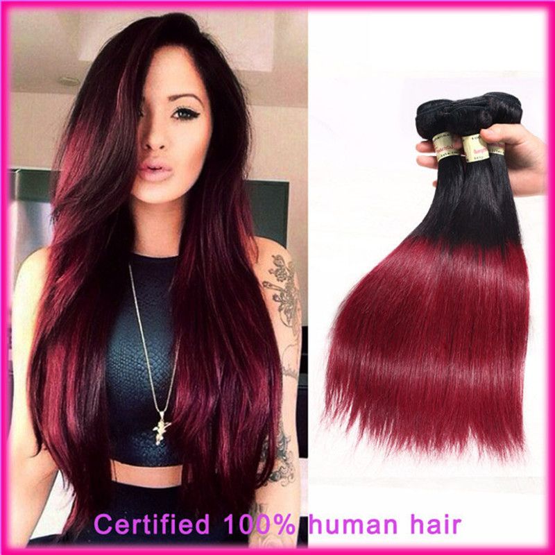 Top Quality 6a Virgin Brazilian Ombre Hair Extensions Straight Two