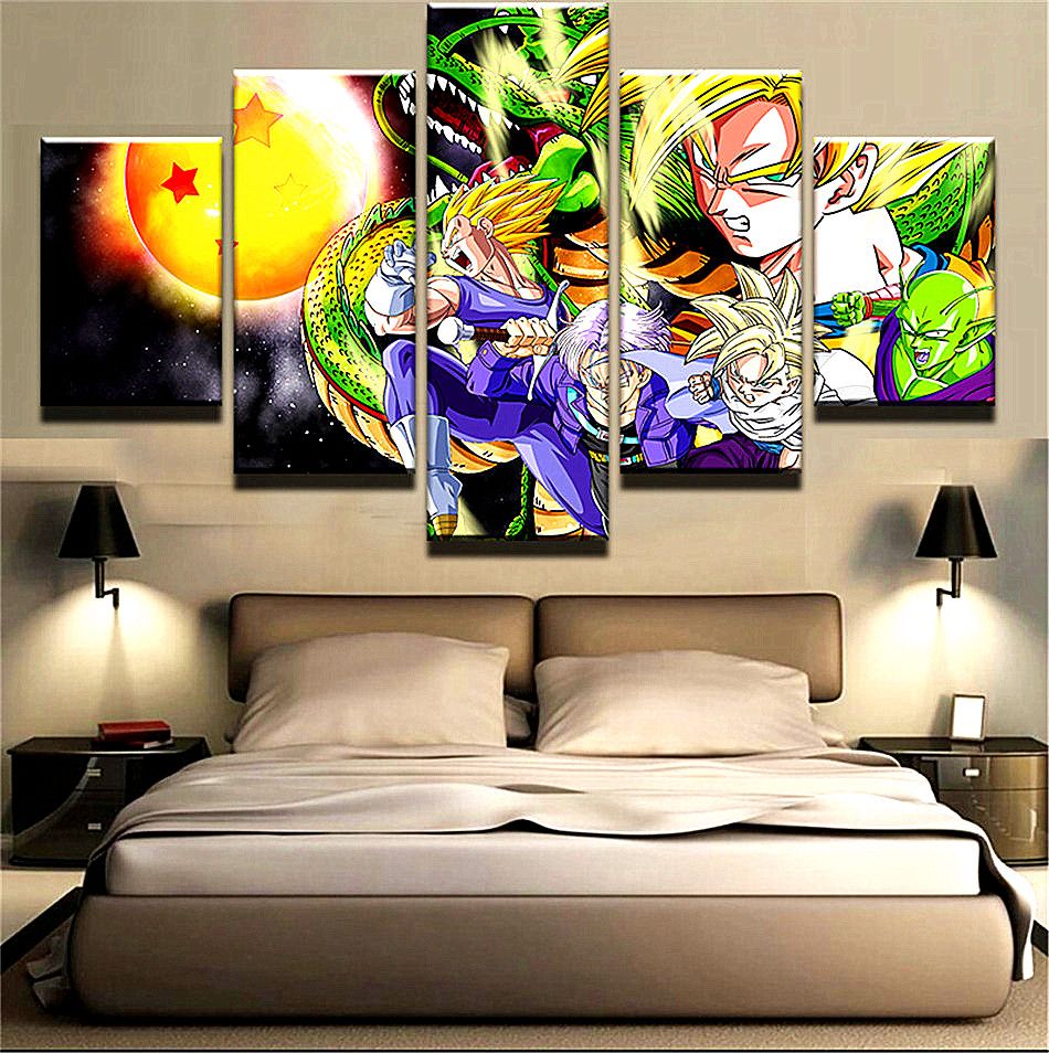 Goku Dragon Ball, 5 piezas de decoración para el hogar, pintura de arte  moderno impresa en
