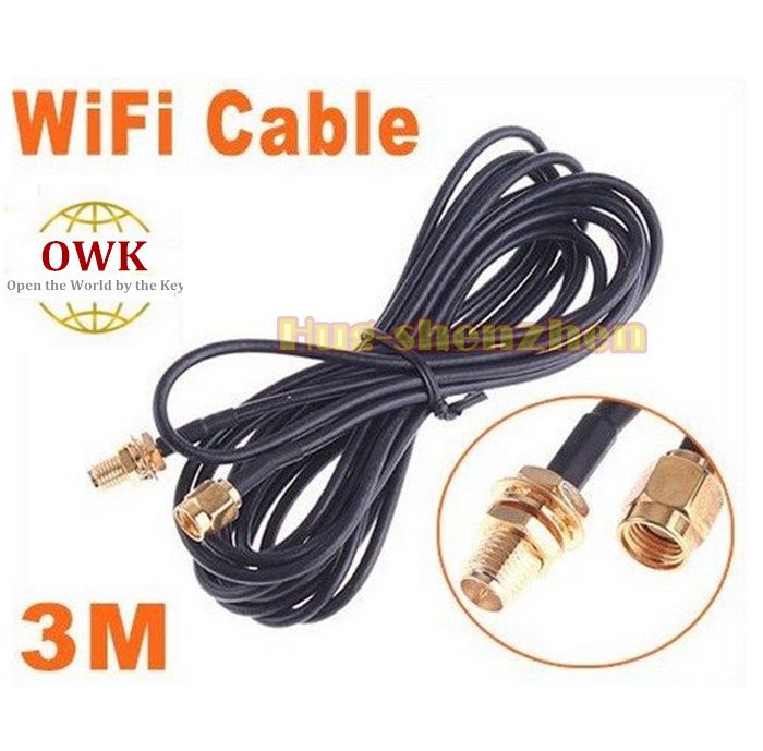 3 Meters Antenna RP-SMA Extension Cable for WiFi Wi-Fi Router New 