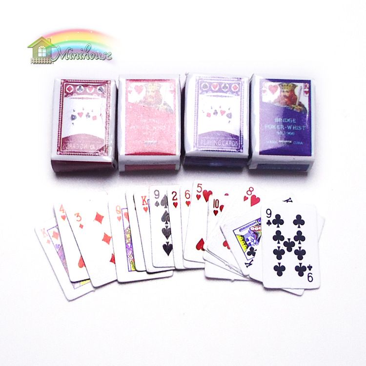 12miniature dollhouse giocattolo Decorazione 4sets CARTA POKER CARTE DA GIOCO GIOCHI 1