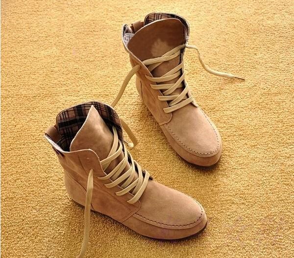 flat leather lace up boots