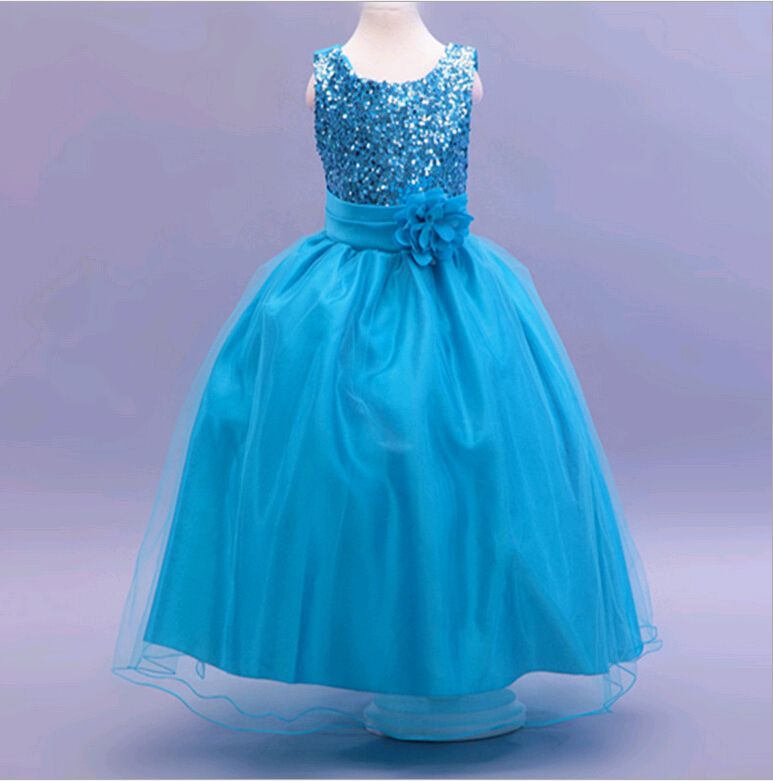 Lovely Princess Sash Flower Girl Tutu Evening Wedding Dresses Blue ...