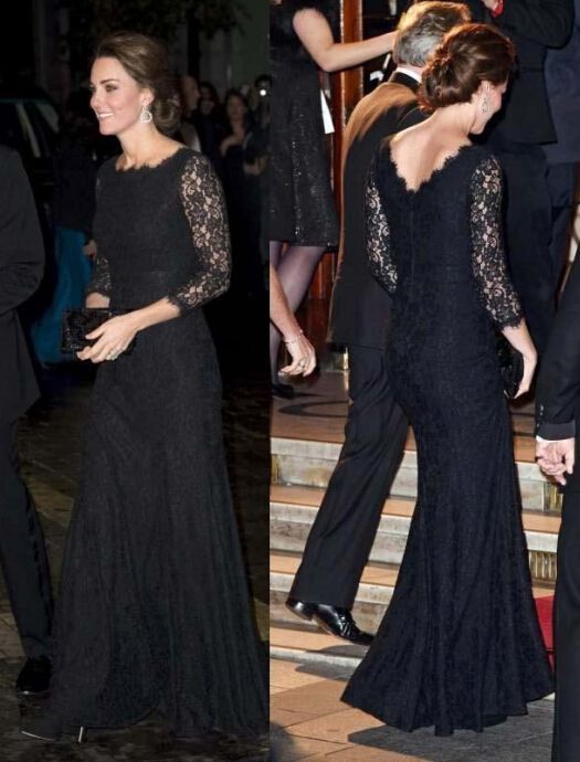 black lace evening dress