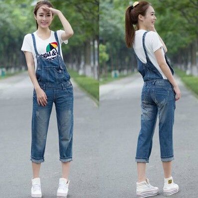 denim capri jumpsuit