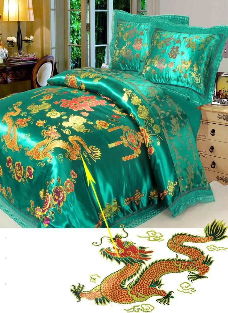 2021 Wedding Bed Cover Comforter Bedding Set King Queen Size Green Blue