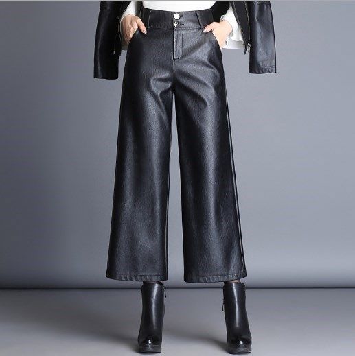 wide leg leather pants