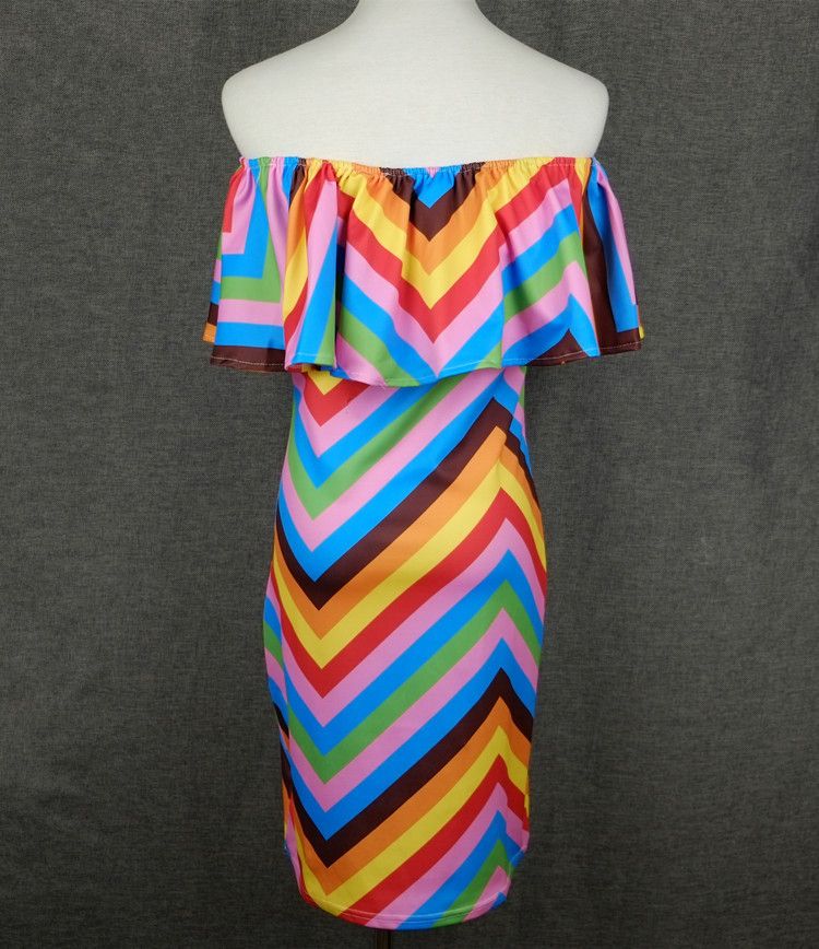 rainbow off the shoulder dress