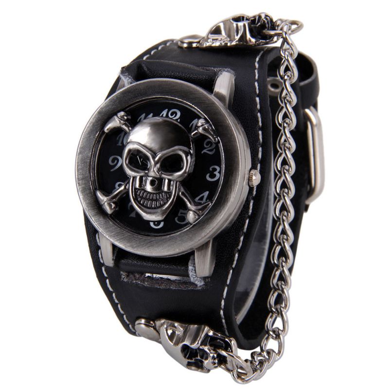 Attractive Stylish Black Punk Rock Chain Skull Watches Women Men Bracelet Cuff Gothic Wrist Watches Fashion Hot Sp14 Watches Discount Discount Designer Watches From Kings1018 8 3 Dhgate Com