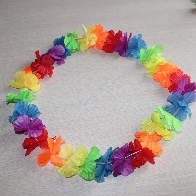 2019 wholesale multi colour hawaiian rainbow flower leis artificial flower beach garland necklace luau party gay pride 40 inch from linita 62 05 paper flower leis