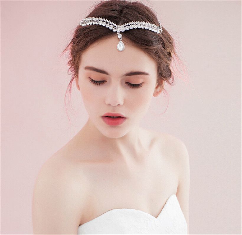 Wedding Bridal Forehead Headband Princess Crown Tiara Crystal