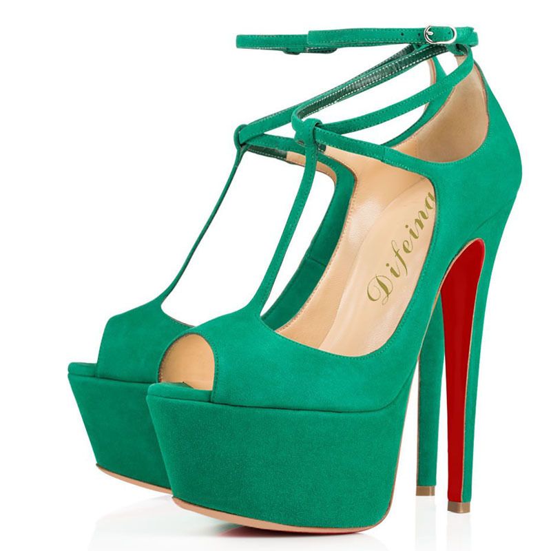 green platform high heels