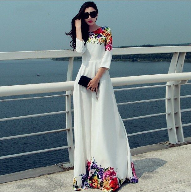 long sleeve long dresses casual