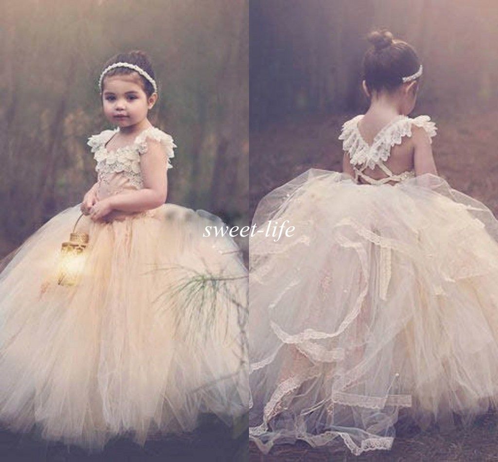 champagne tutu flower girl dresses