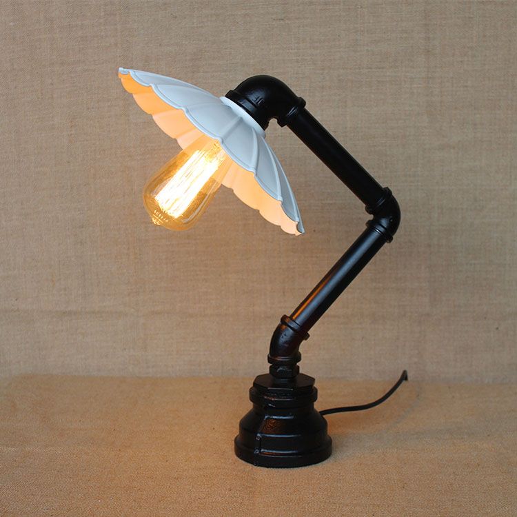2018 Water Pipe Table Lamp With Black White Umbrella Like Lampshade Water Pipe Table Lamp With Black White Umbrella Like Lampshade Edison Bulb