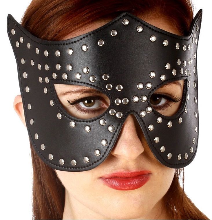 LEATHER STUDDED MASQUERADE MASK,