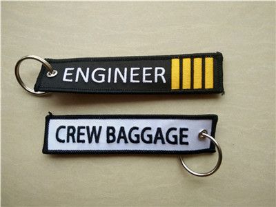 Pull To Eject Embroidered Label Car Key Chain Luggage Tag Keyring Aviation