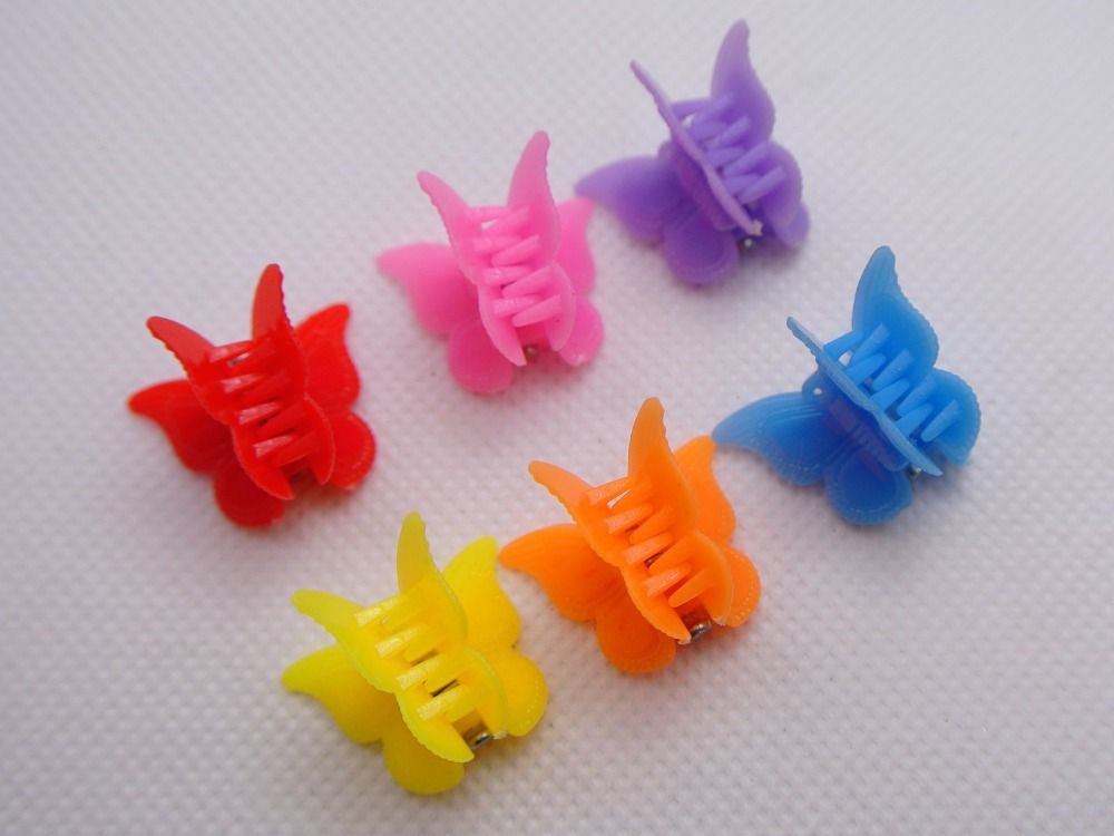 2021 50 Mixed Color Plastic Butterfly Mini Hair Claw Clips Clamp For