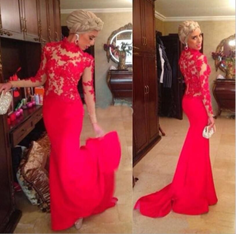 Long Red Lace Dress