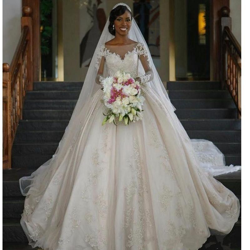 ball gown wedding dress with cathedral veil