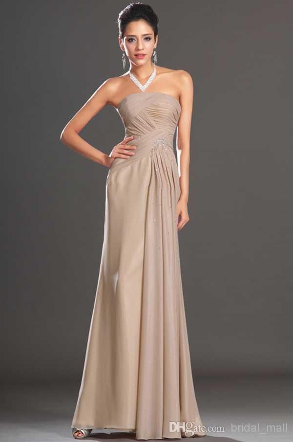 2015 Cheapest Backless Prom Dresses Strapless Chiffon Evening Dresses